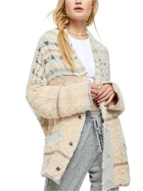 FREE PEOPLE Fair Weather fuzzy sweater cardigan